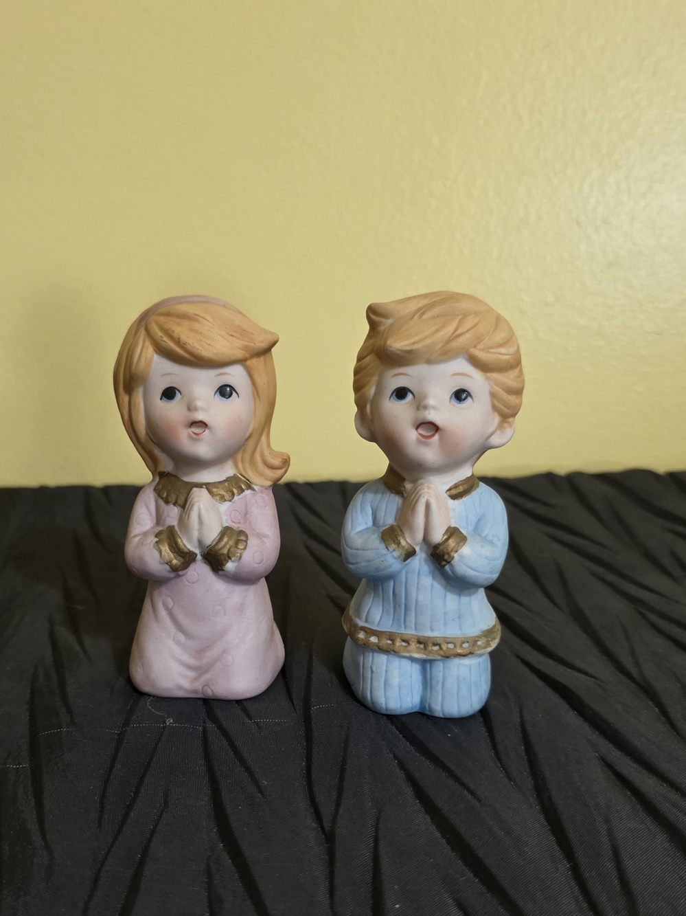 Homco Pink and Blue Praying Boy and Girl Figurines